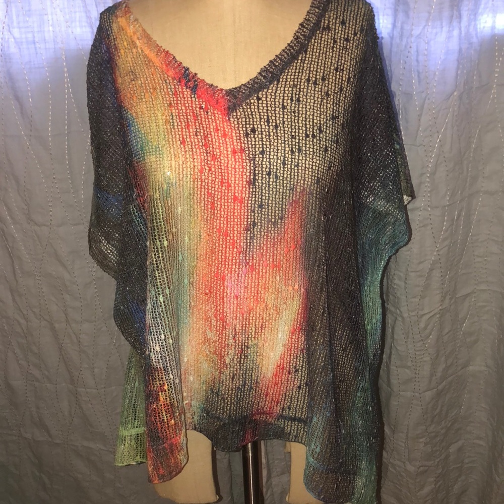 Jess and Jane top ,mesh multi colored, Size Small